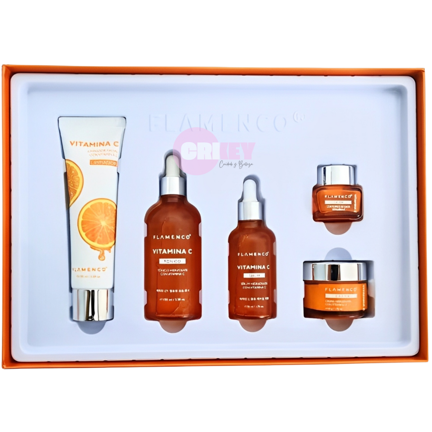 Kit Skincare Vitamina C antiarrugas e iluminador, Flamenco
