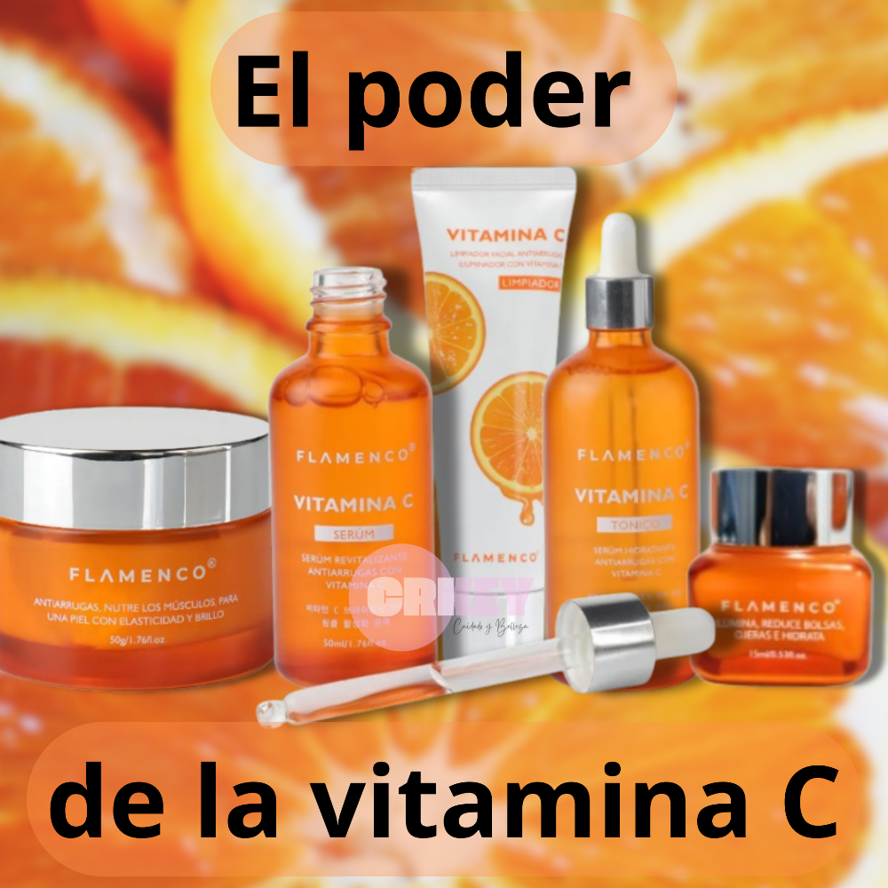 Kit Skincare Vitamina C antiarrugas e iluminador, Flamenco