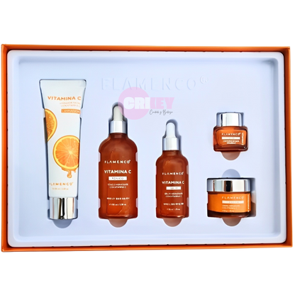 Kit Skincare Vitamina C antiarrugas e iluminador, Flamenco
